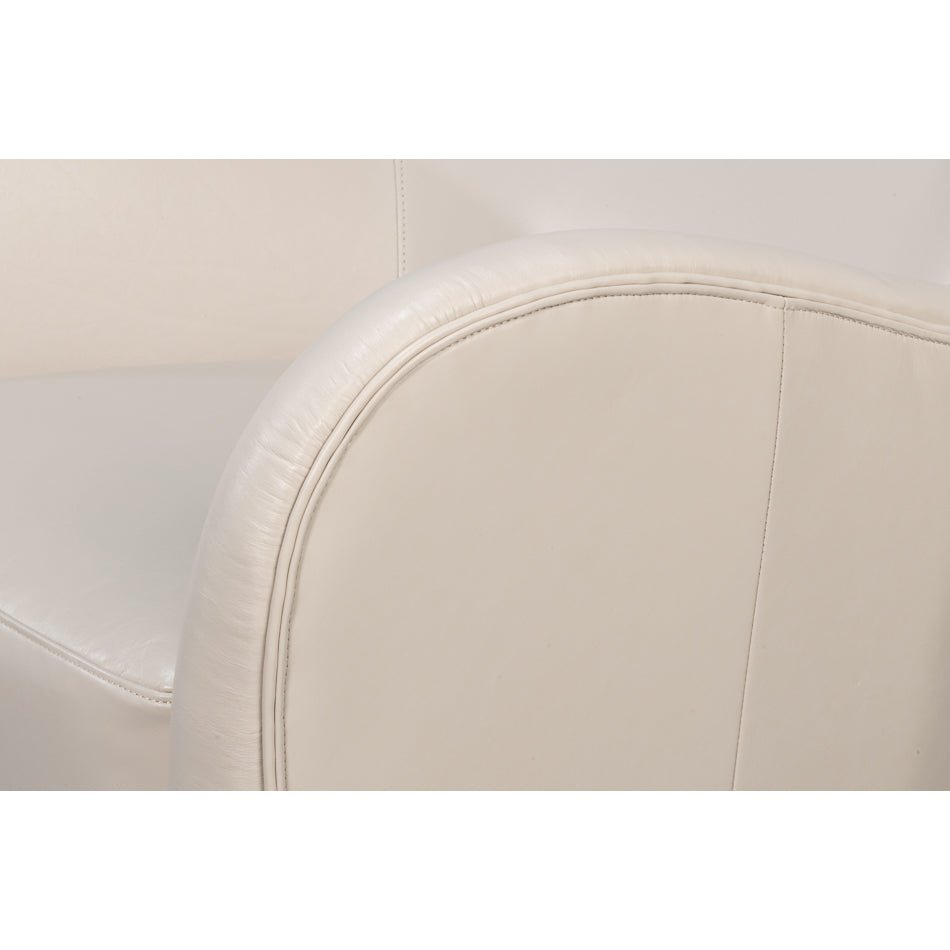 White Leather Modern Wing Chair - English Georgian America