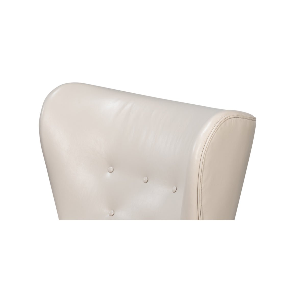 White Leather Modern Wing Chair - English Georgian America