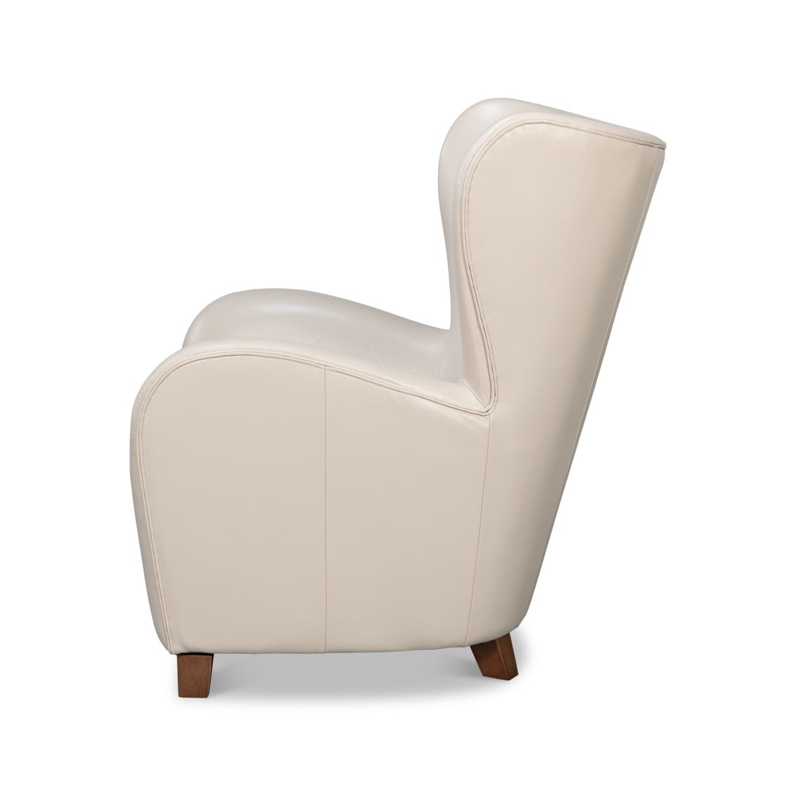 White Leather Modern Wing Chair - English Georgian America