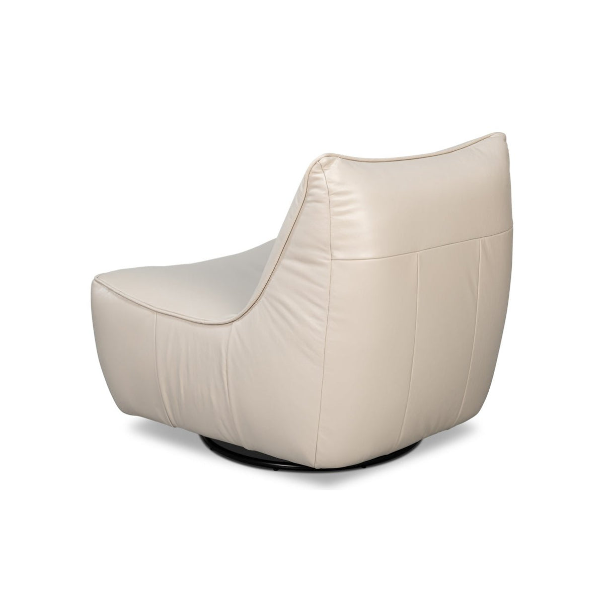 White Leather Swivel Slipper Chair - English Georgian America