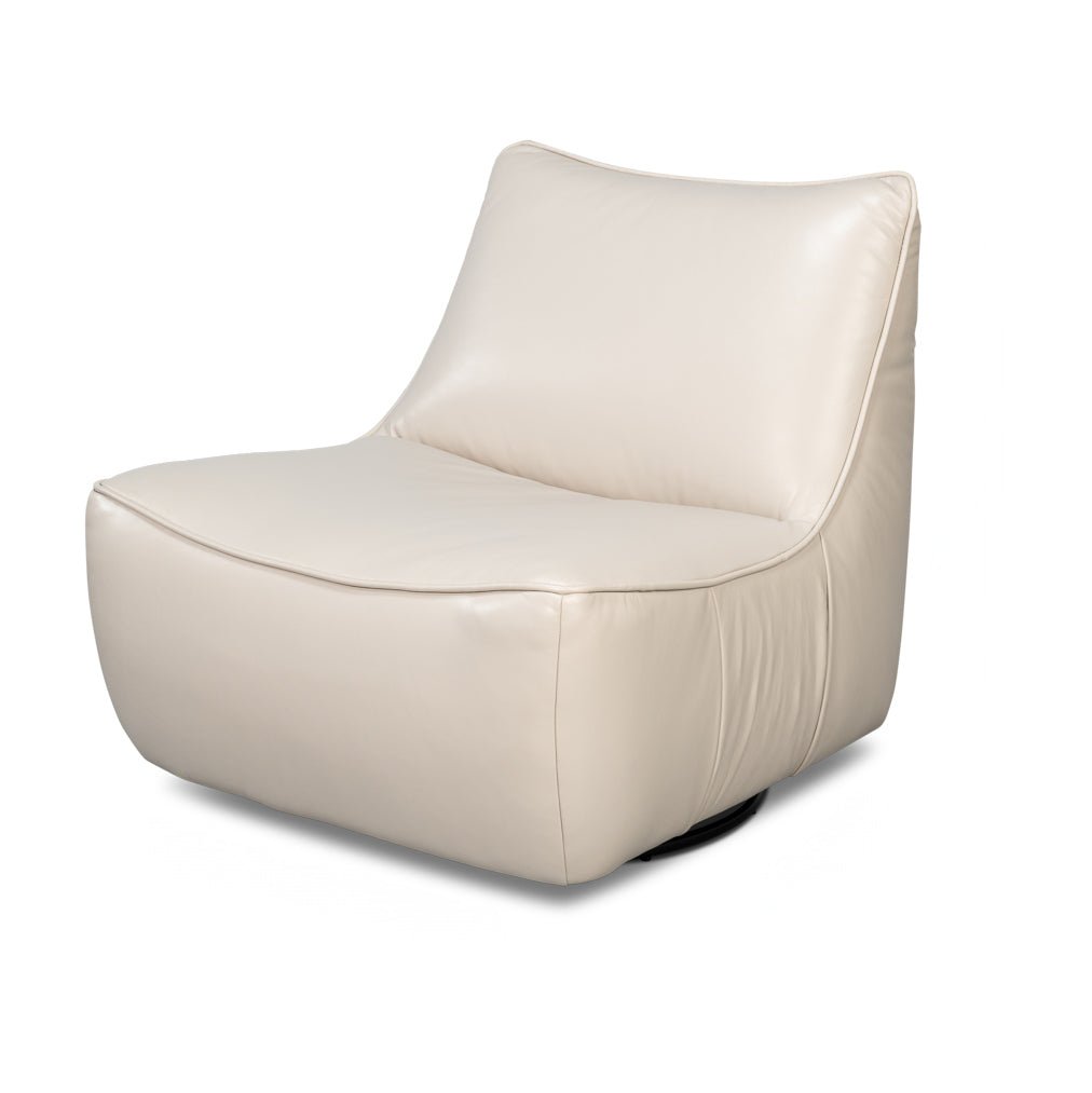White Leather Swivel Slipper Chair - English Georgian America