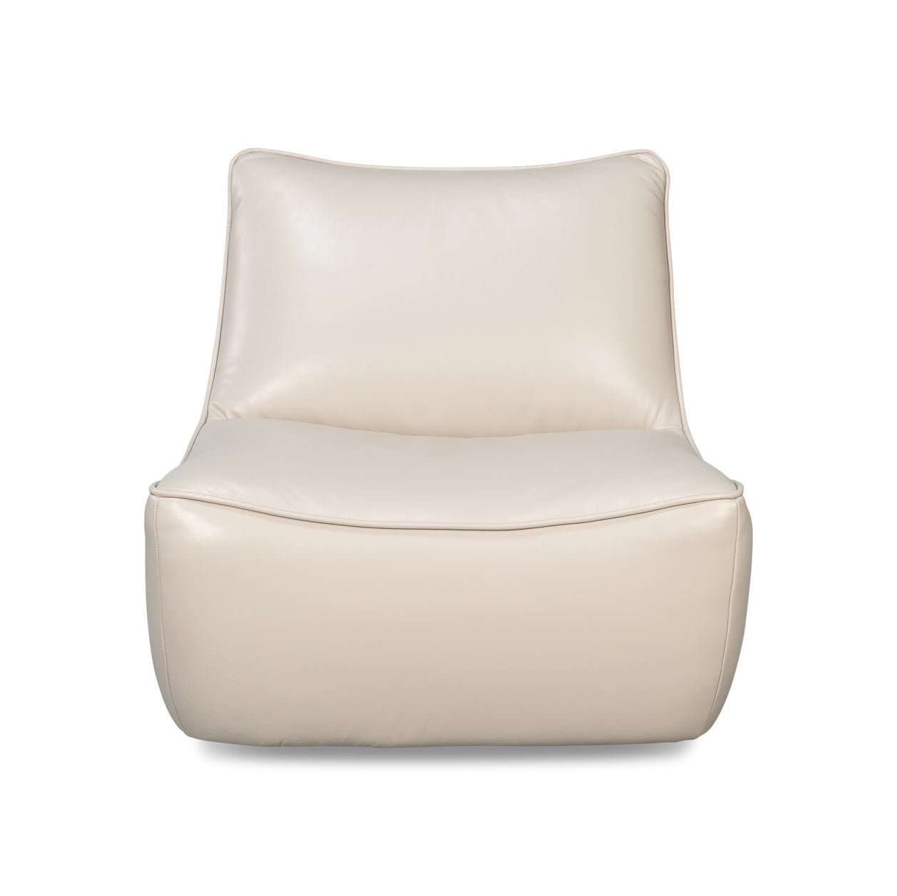 White Leather Swivel Slipper Chair - English Georgian America