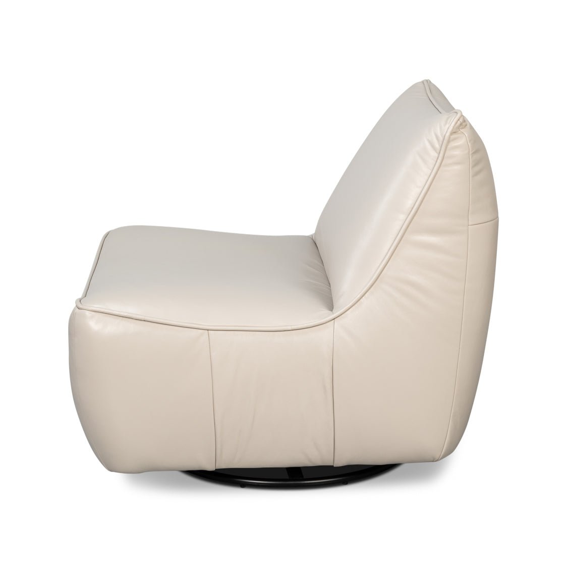 White Leather Swivel Slipper Chair - English Georgian America