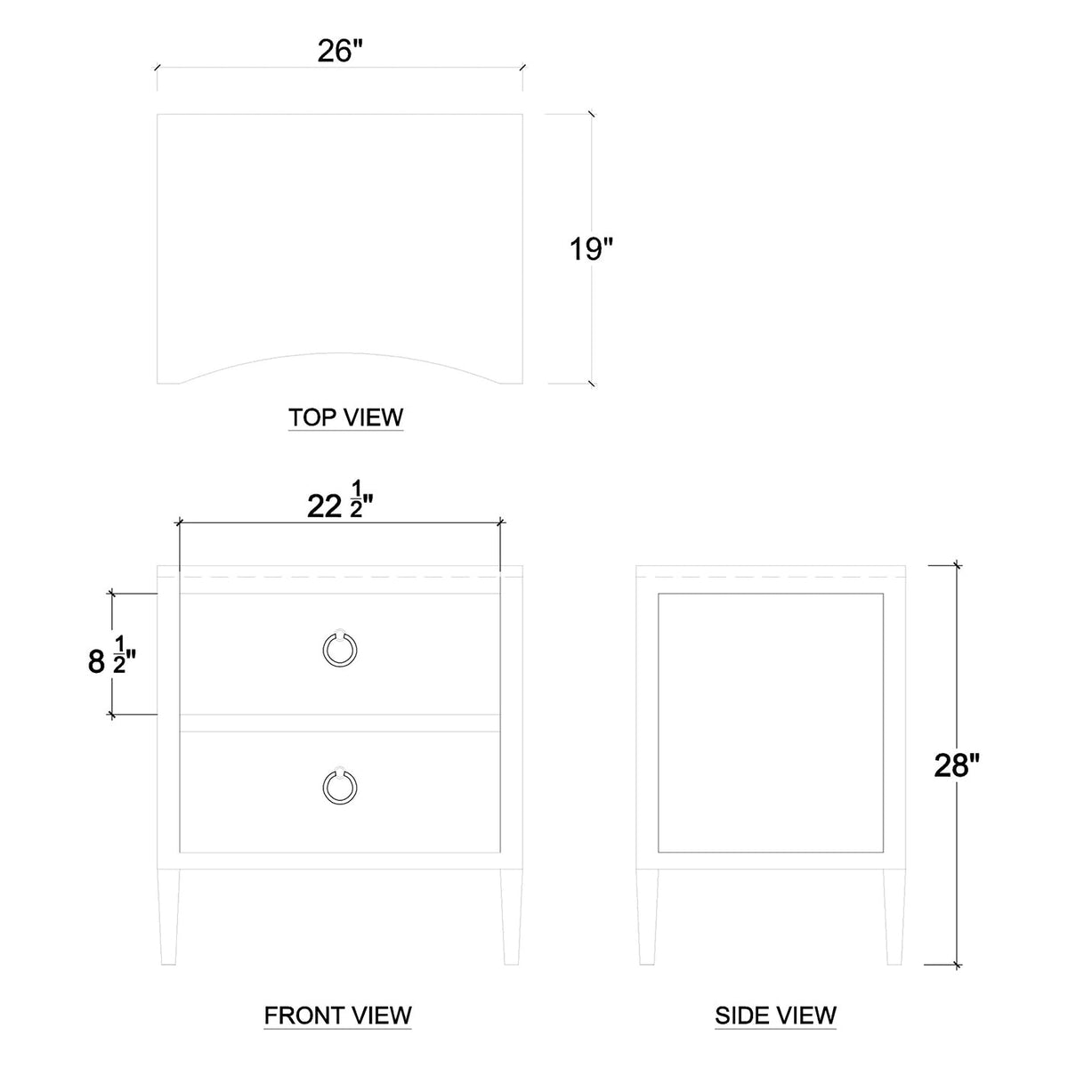 White Linen Modern Nightstand - English Georgian America