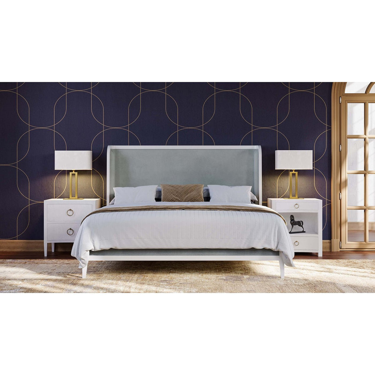 White Linen Modern Nightstand - English Georgian America