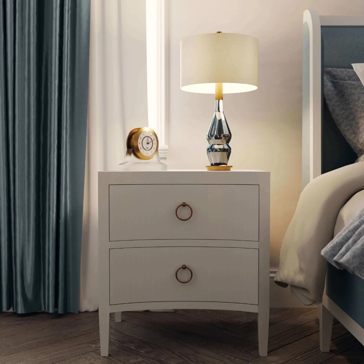 White Linen Modern Nightstand - English Georgian America