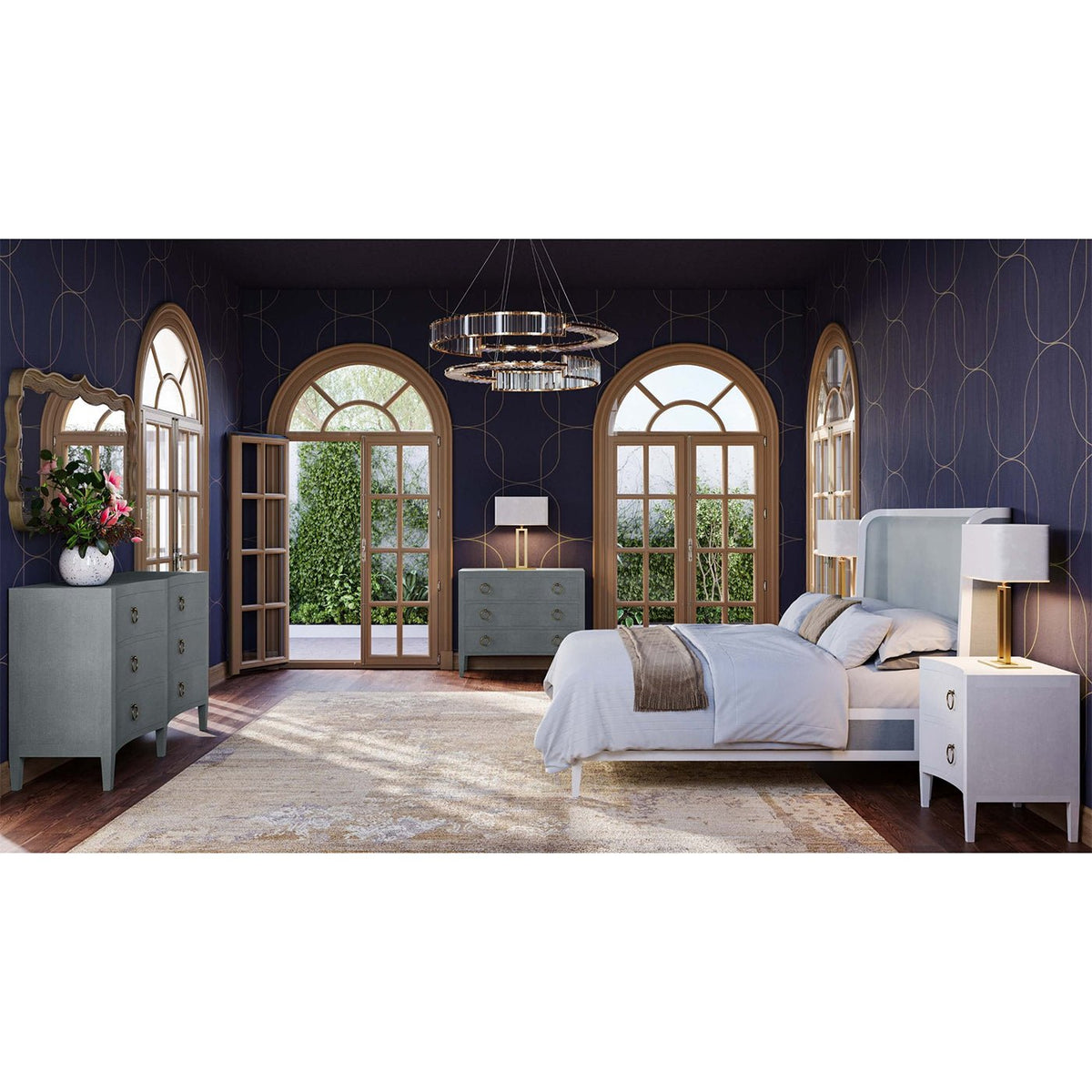 White Linen Modern Nightstand - English Georgian America