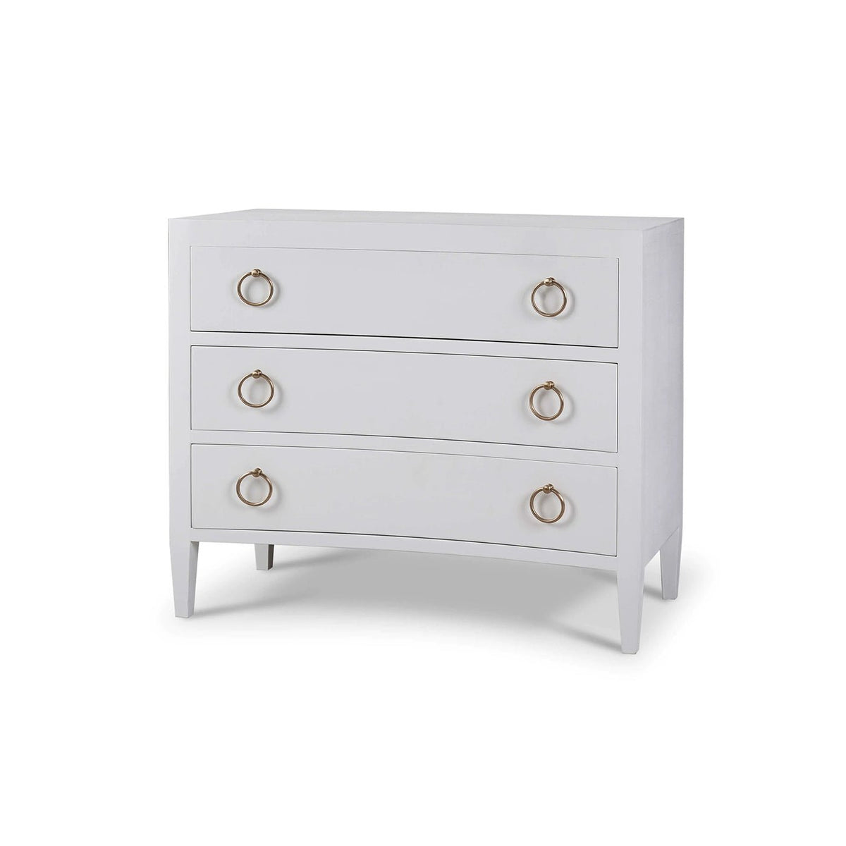 White Linen Wrapped Modern Chest of Drawers - English Georgian America