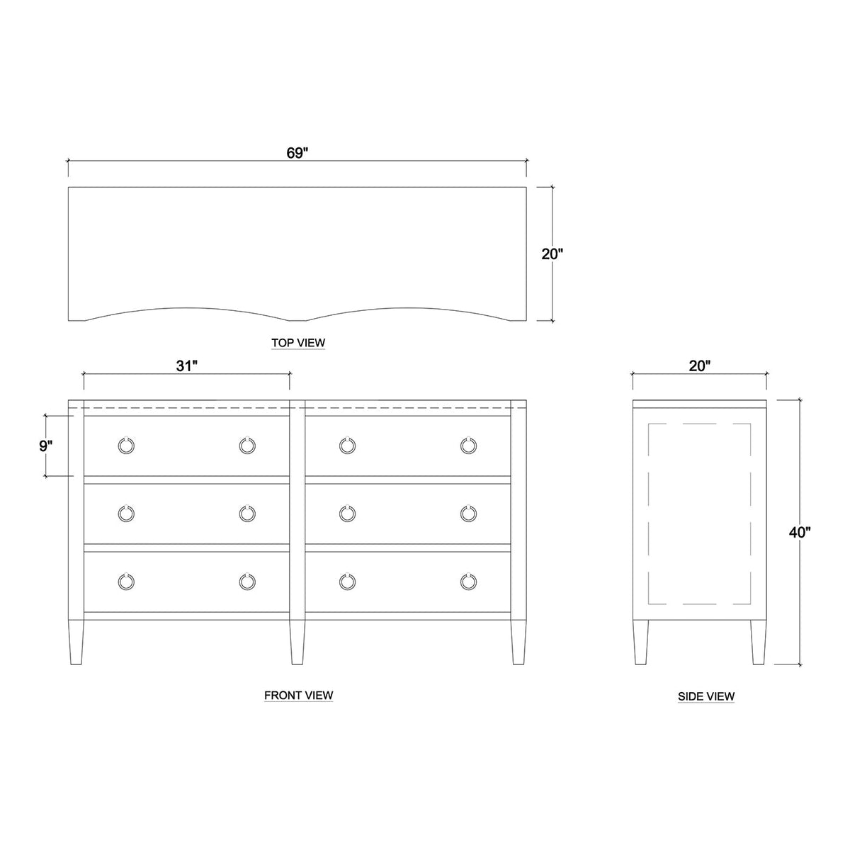 White Linen Wrapped Modern Dresser - English Georgian America