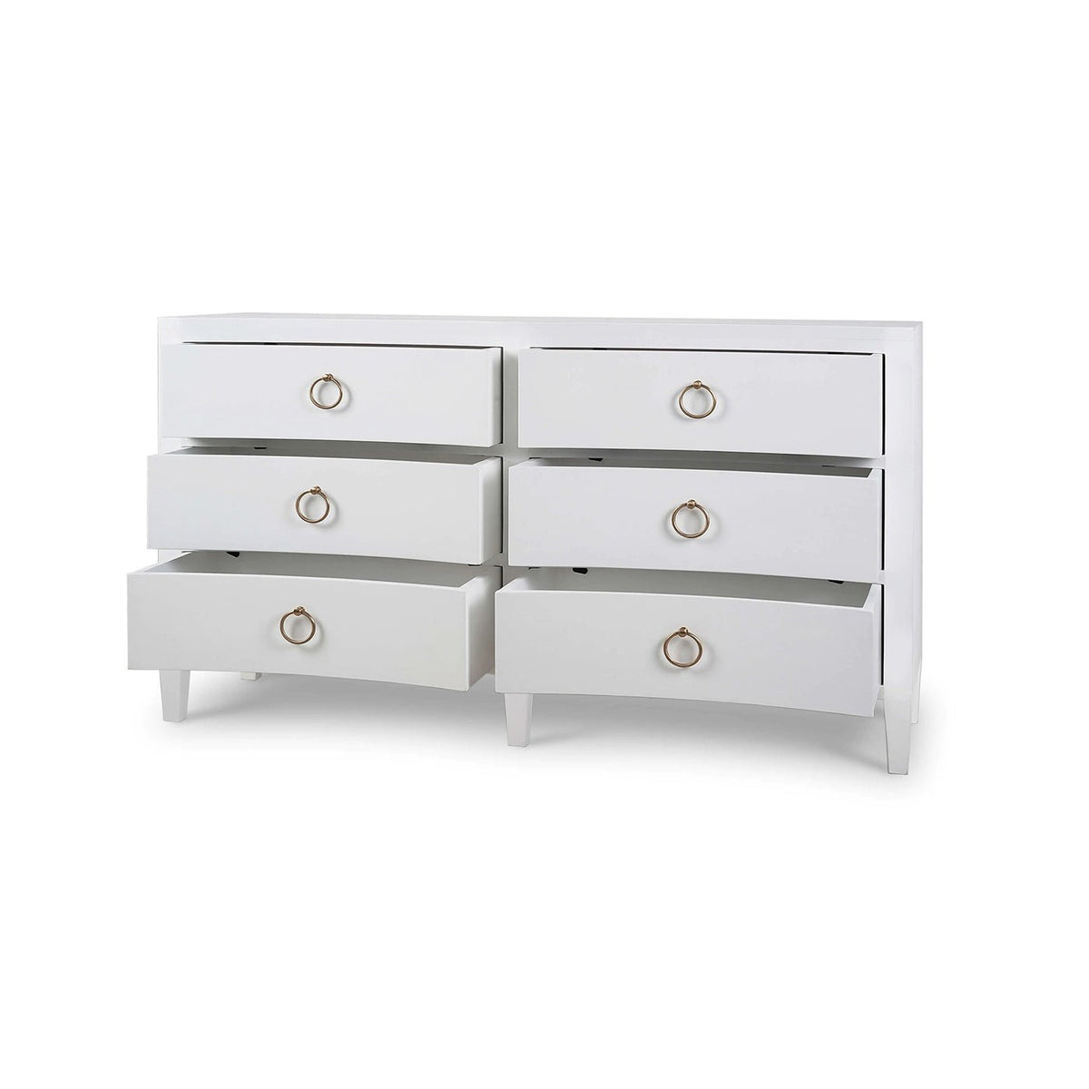 White Linen Wrapped Modern Dresser - English Georgian America