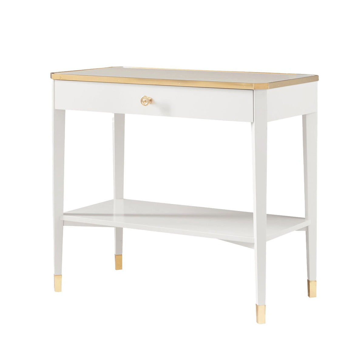 White Mid Century Bedside Table - English Georgian America