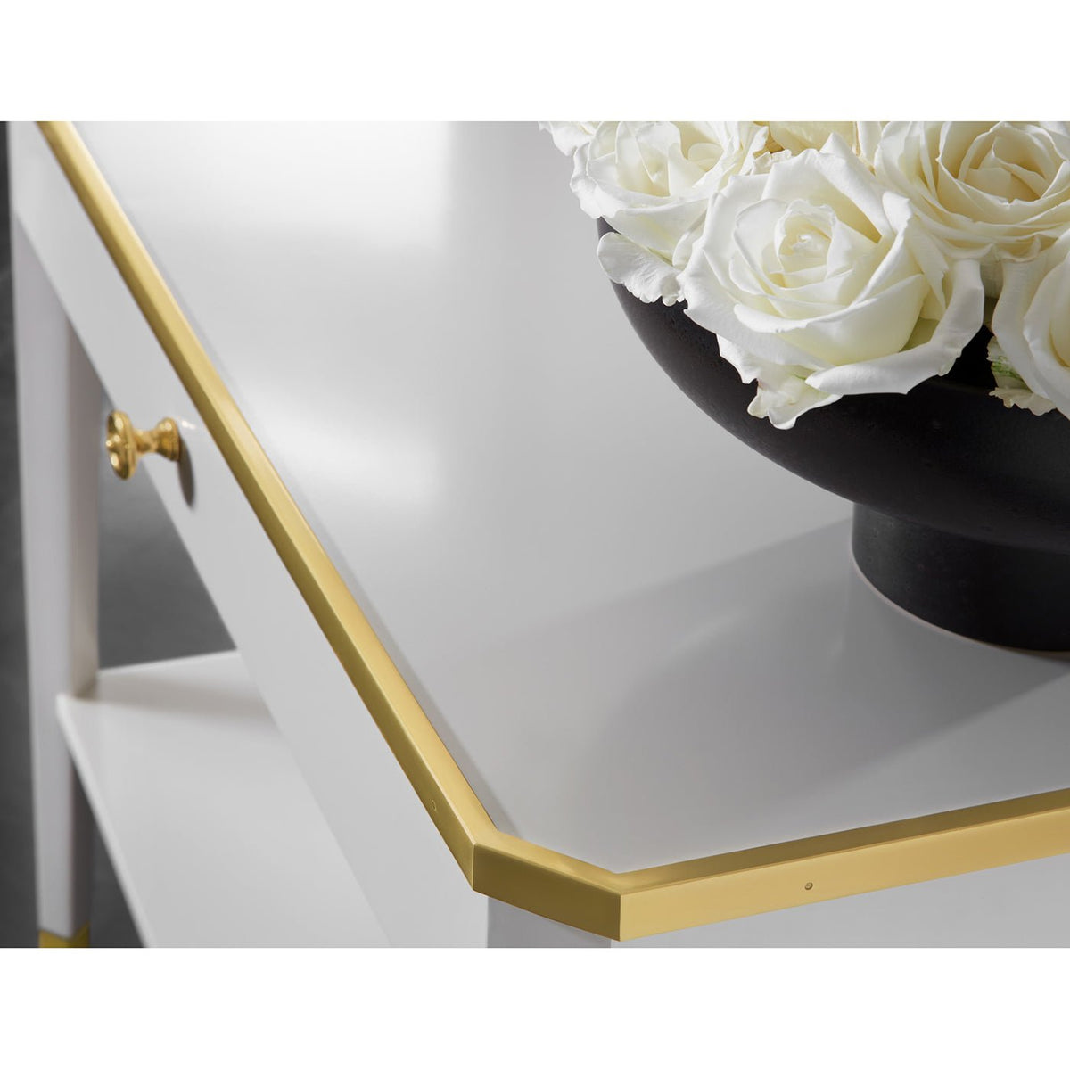 White Mid Century Bedside Table - English Georgian America