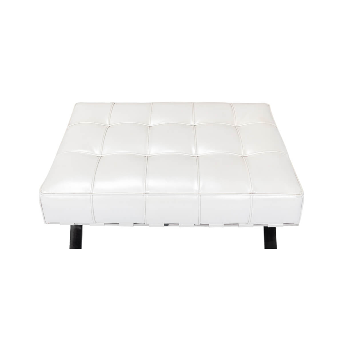 White Mid Century Modern Leather Stool - English Georgian America