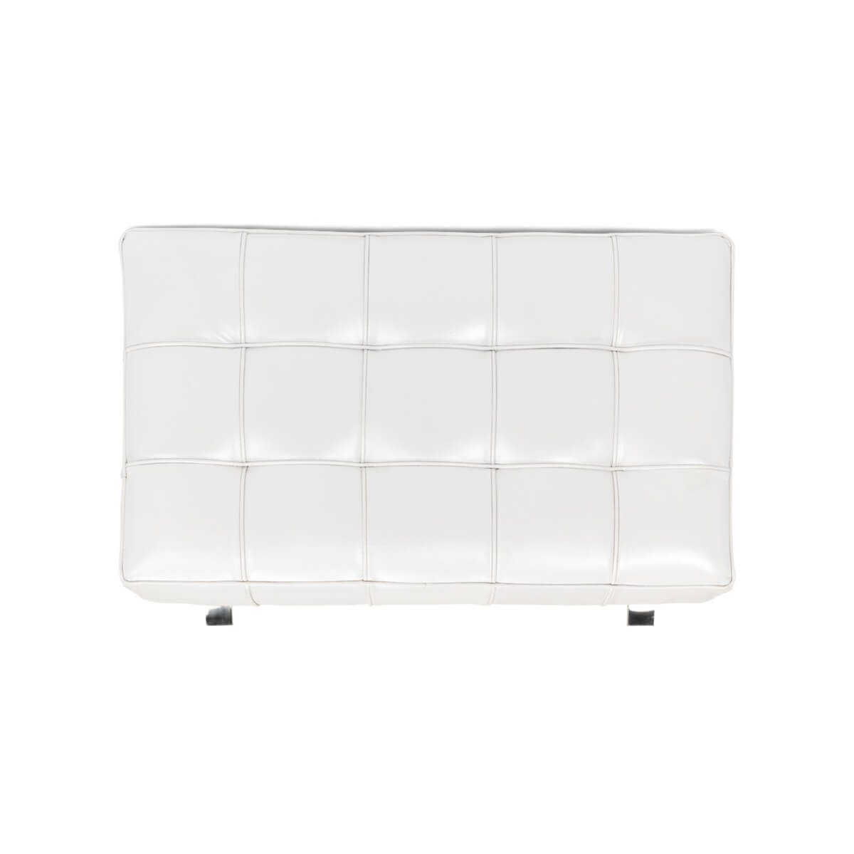 White Mid Century Modern Leather Stool - English Georgian America