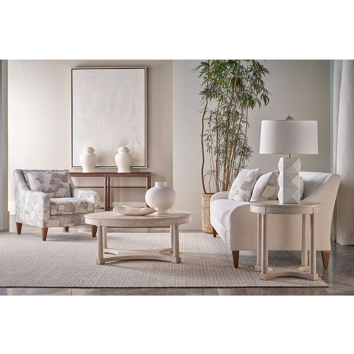 White Oak Round Coffee Table - English Georgian America