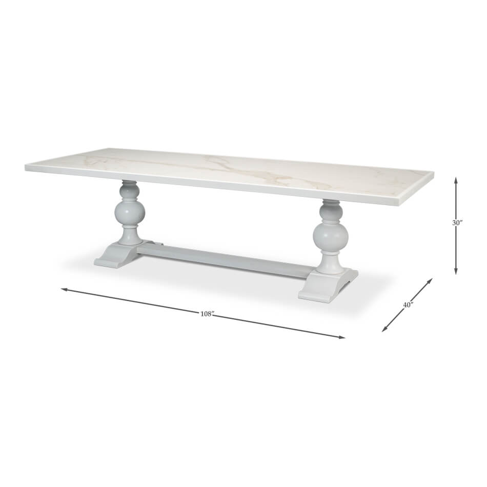White Painted Baroque Style Dining Table - English Georgian America