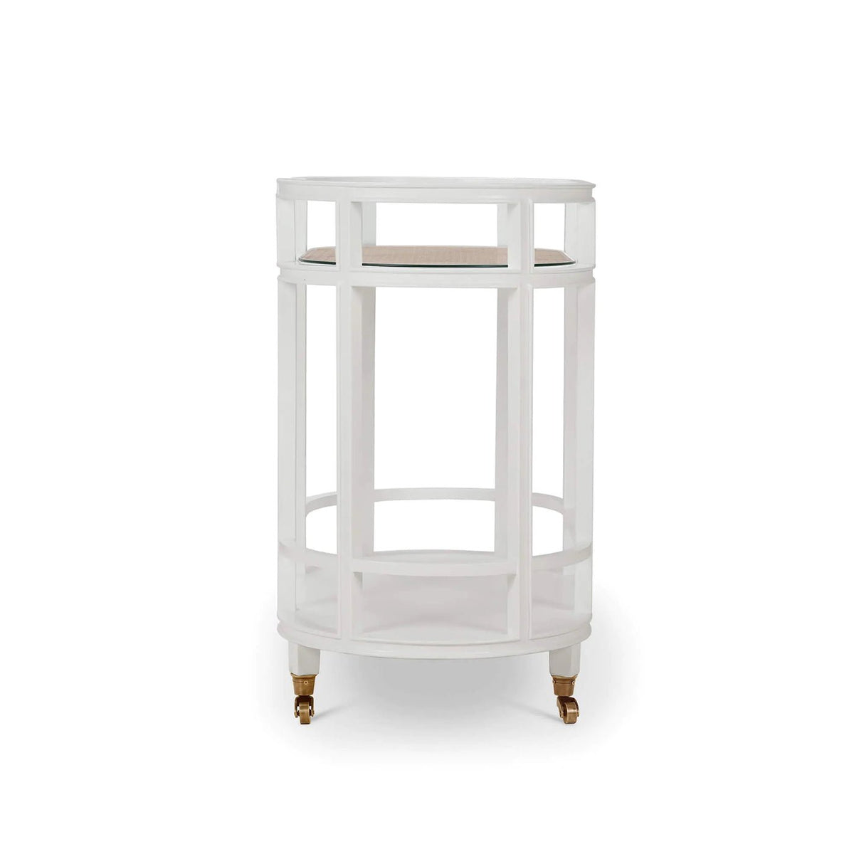 White Painted Coastal Style Bar Cart - English Georgian America