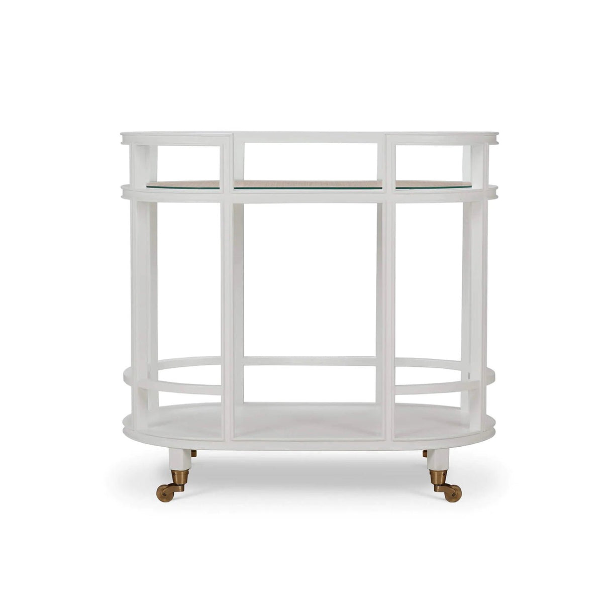 White Painted Coastal Style Bar Cart - English Georgian America