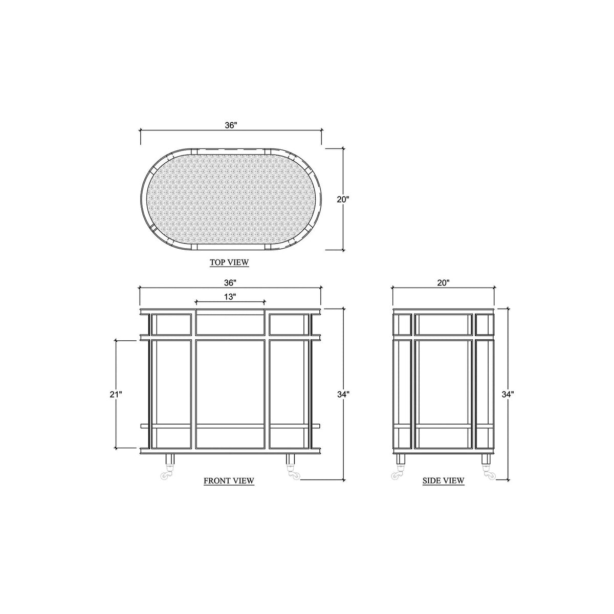 White Painted Coastal Style Bar Cart - English Georgian America