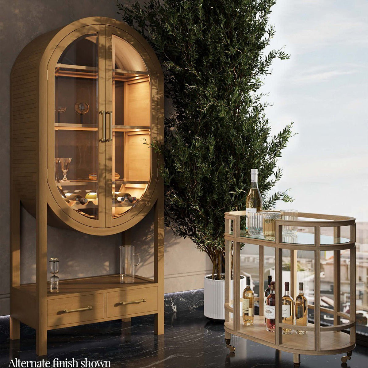 White Painted Coastal Style Bar Cart - English Georgian America