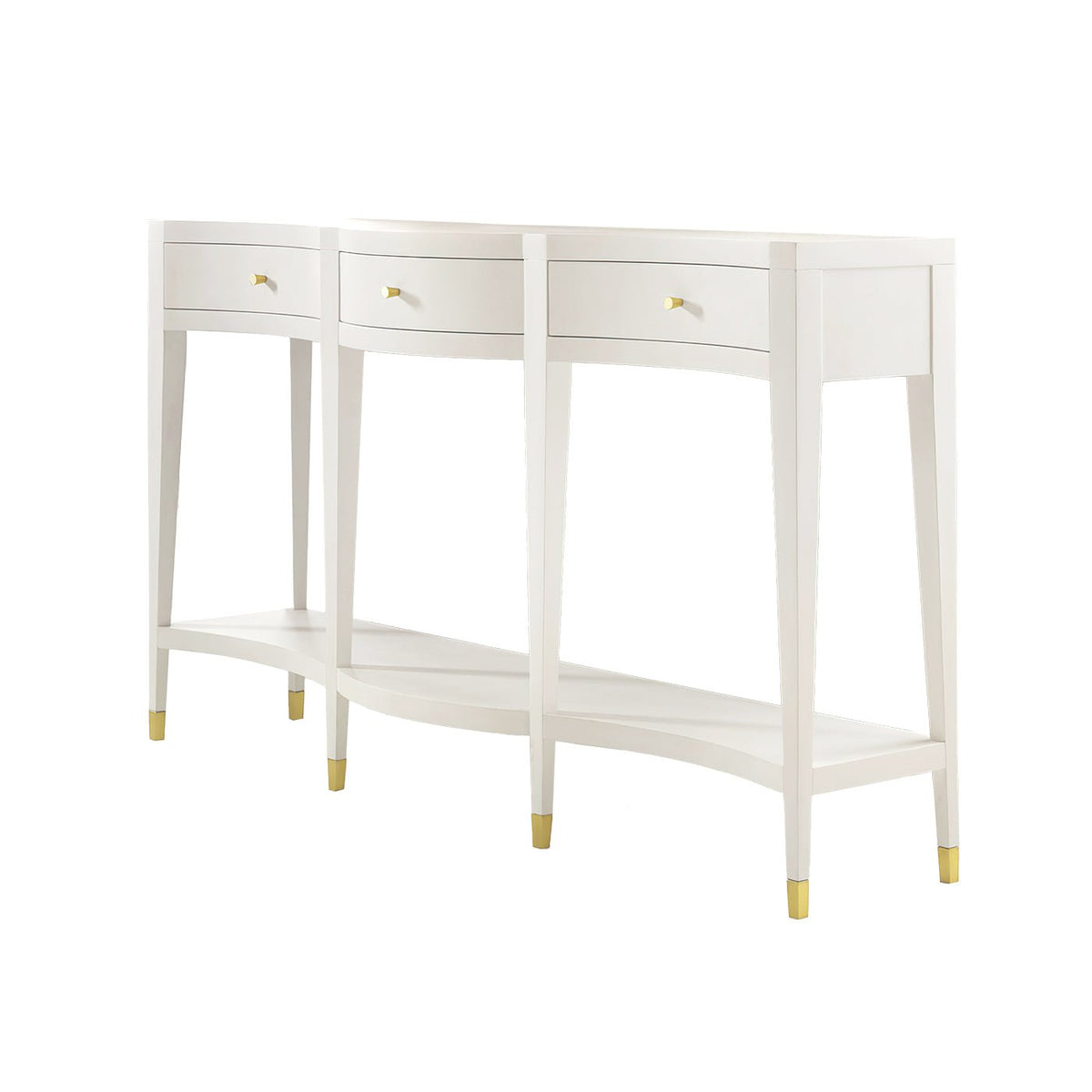 White Painted Curved Console Table - English Georgian America