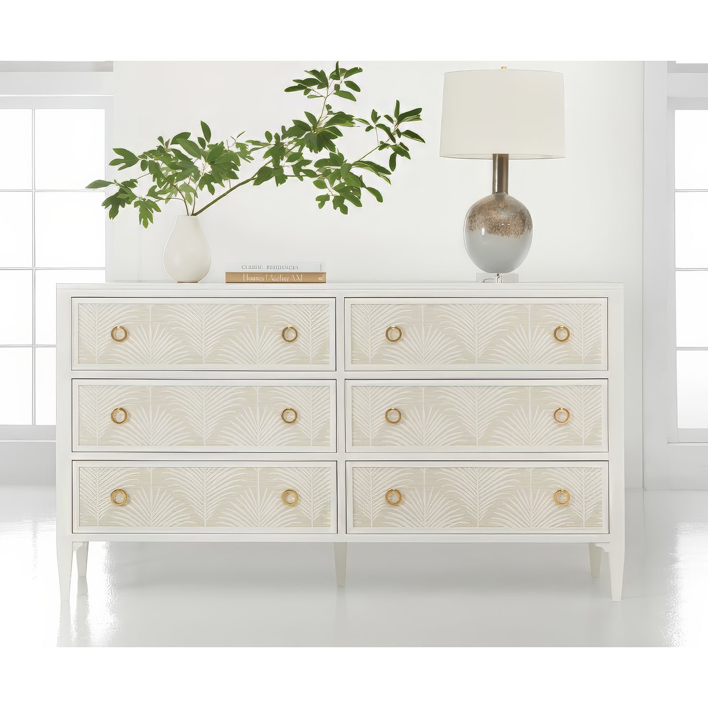 White Palm Six Drawer Dresser - English Georgian America