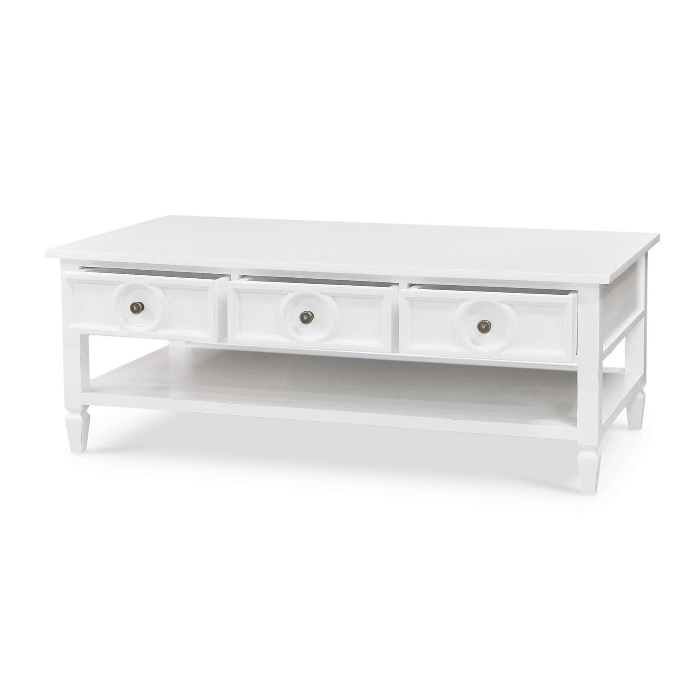 White Rectangular Coffee Table in Architectural White Finish - English ...