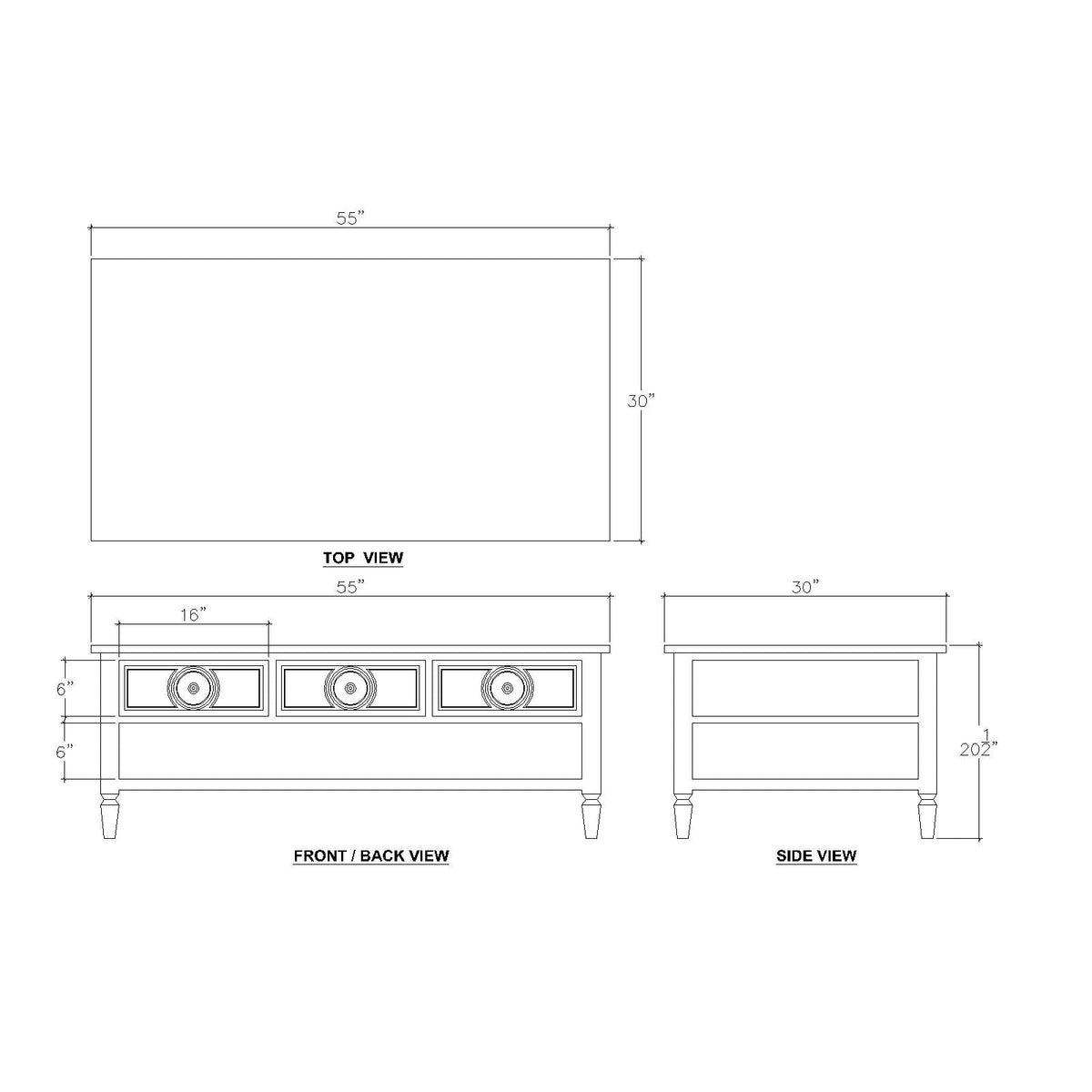 White Rectangular Coffee Table - English Georgian America