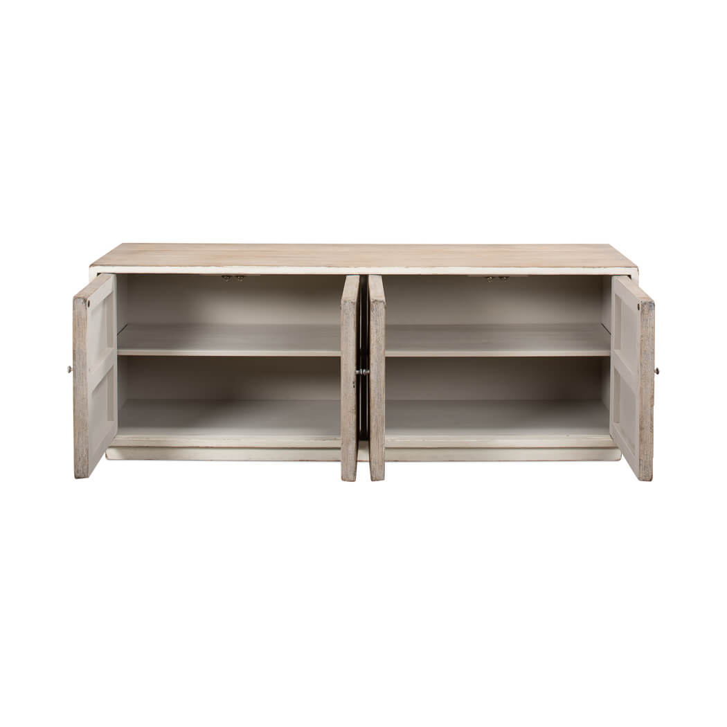 White Rustic Chevron Modern Media Cabinet - English Georgian America