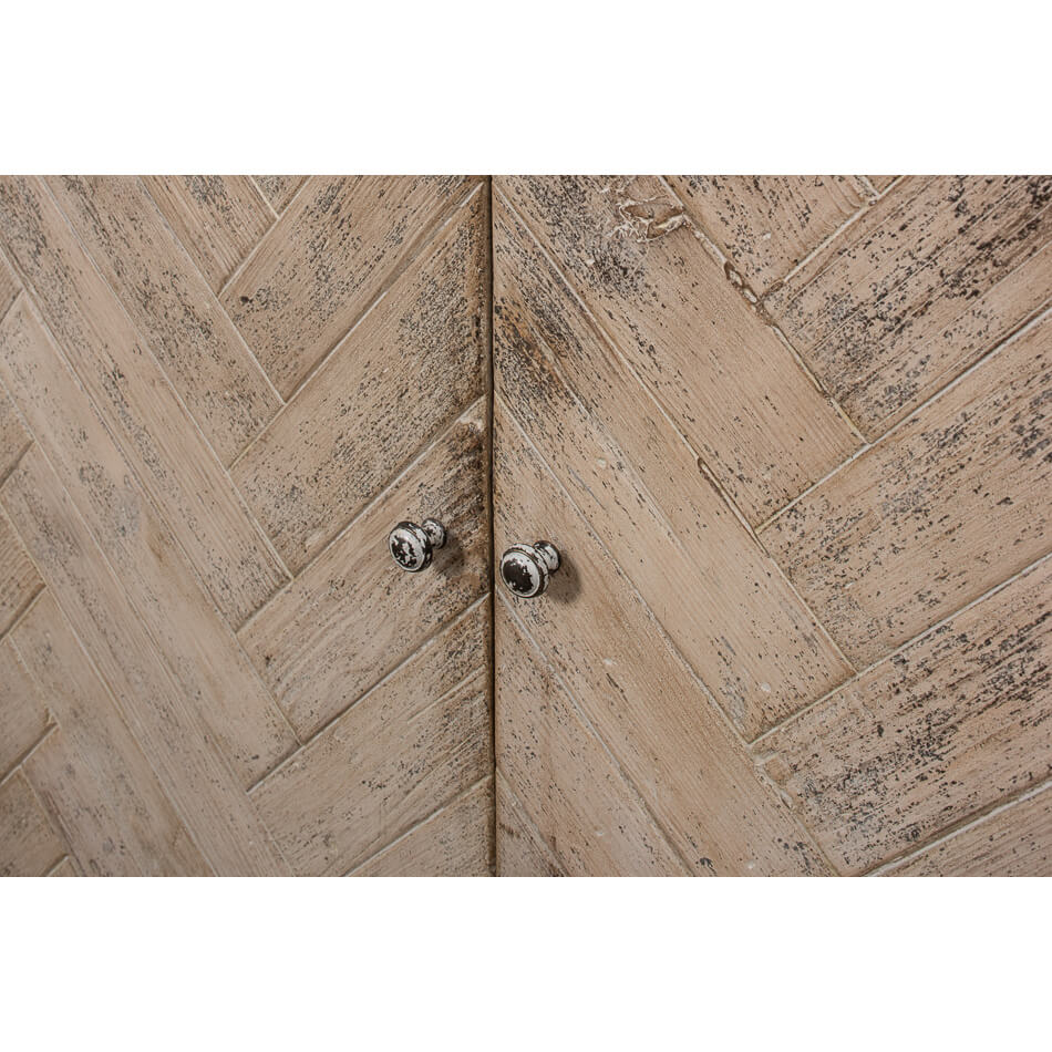 White Rustic Chevron Modern Media Cabinet - English Georgian America