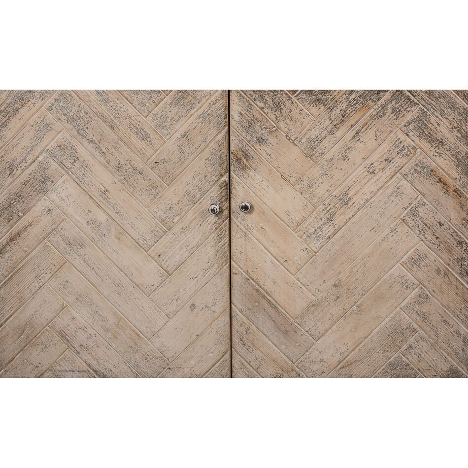 White Rustic Chevron Modern Media Cabinet - English Georgian America