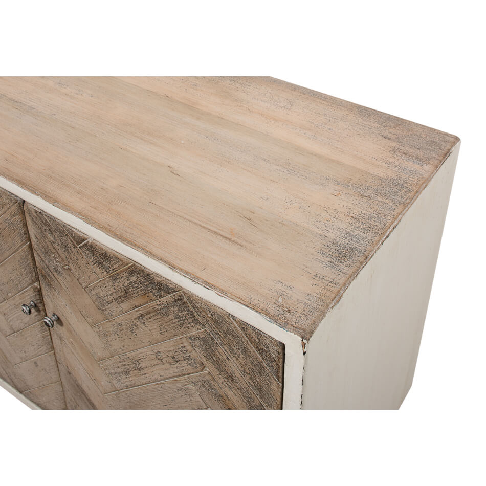 White Rustic Chevron Modern Media Cabinet - English Georgian America