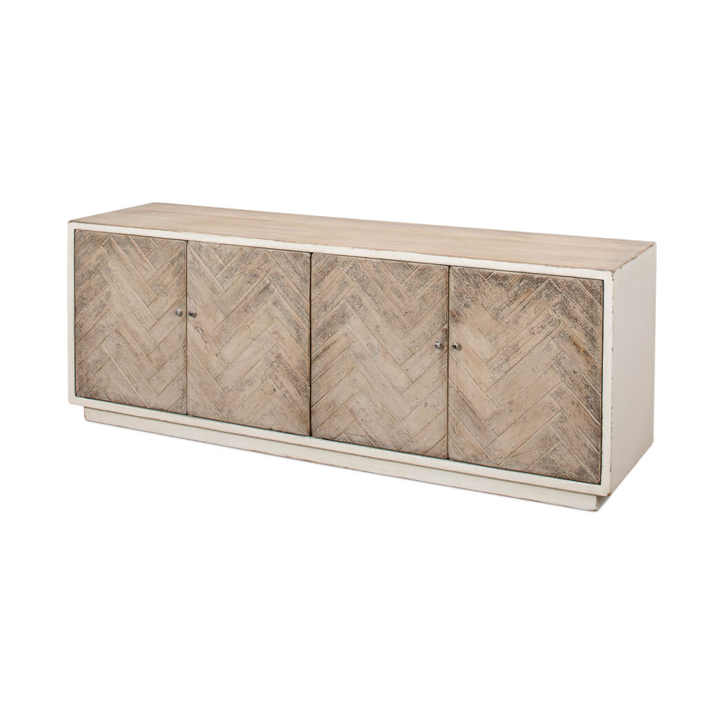 White Rustic Chevron Modern Media Cabinet - English Georgian America