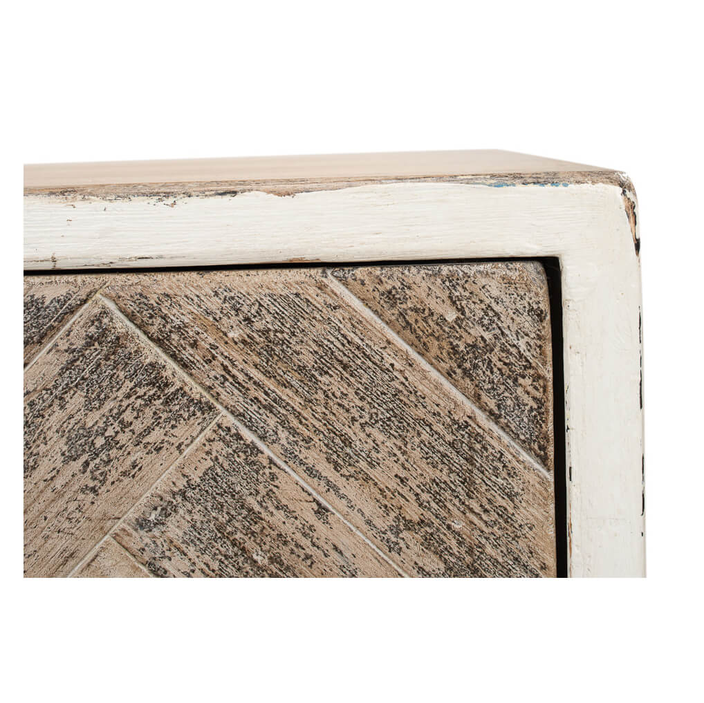 White Rustic Chevron Modern Media Cabinet - English Georgian America