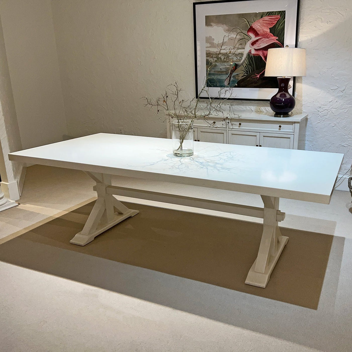 White Trestle Base Dining Table - English Georgian America