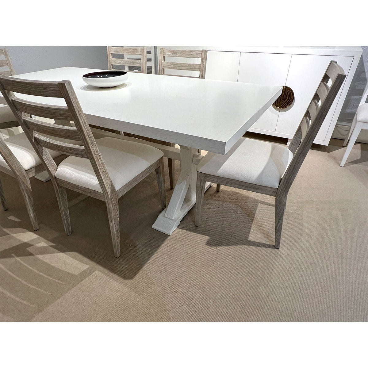 White Trestle Base Dining Table - English Georgian America