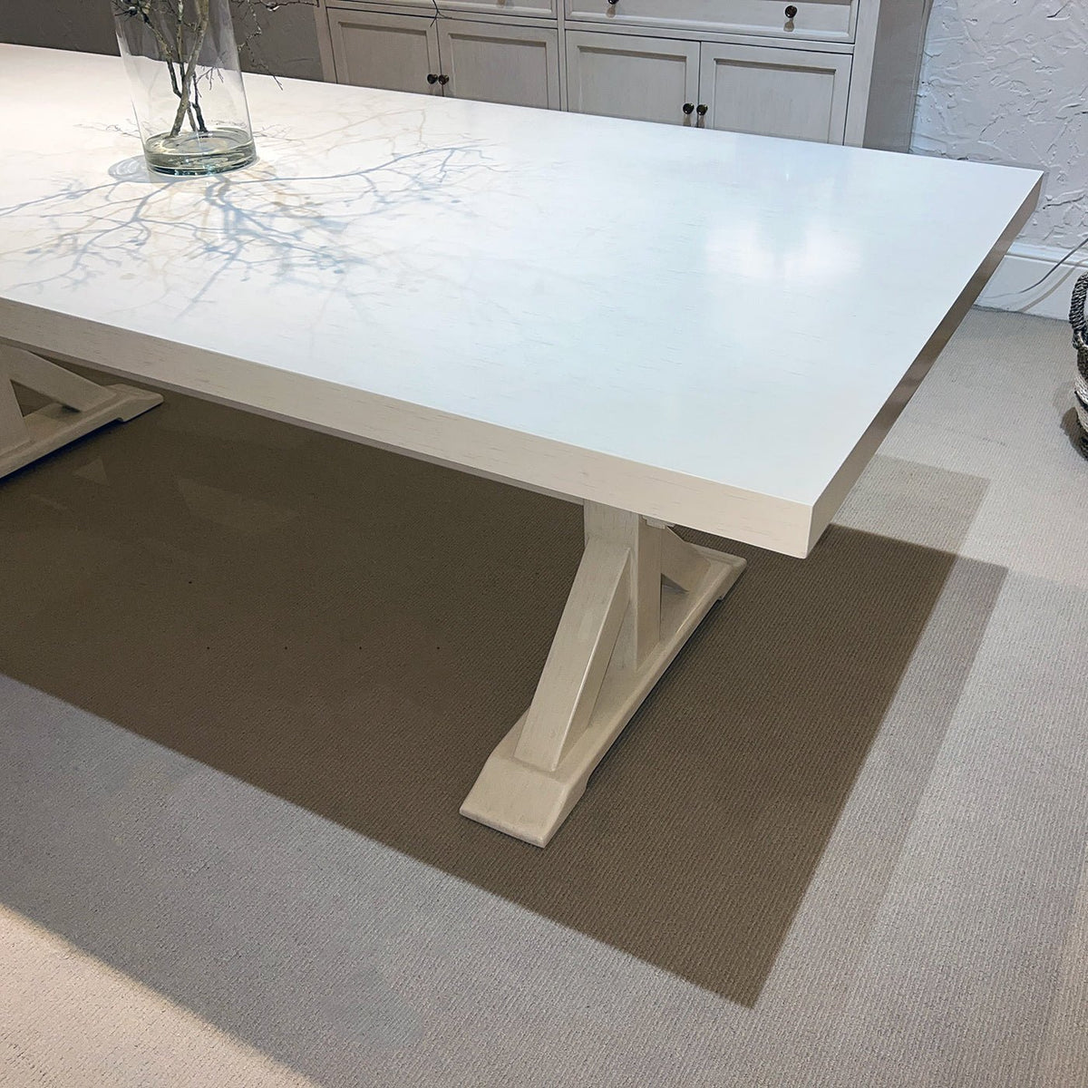 White Trestle Base Dining Table - English Georgian America