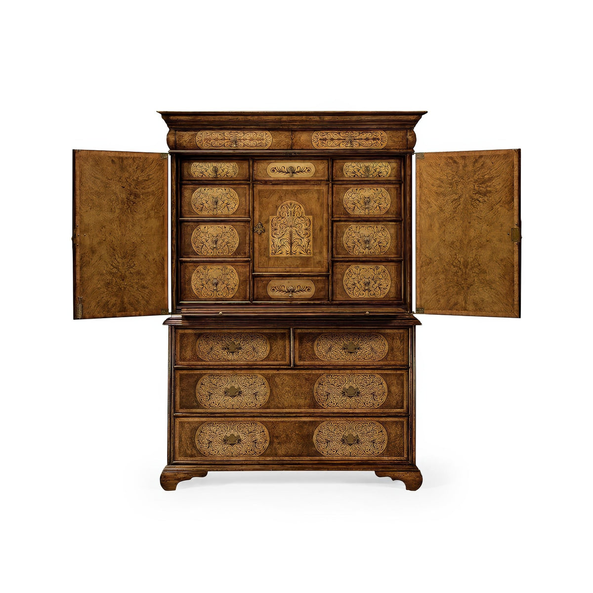 William &amp; Mary Marquetry Cabinet on Chest - English Georgian America