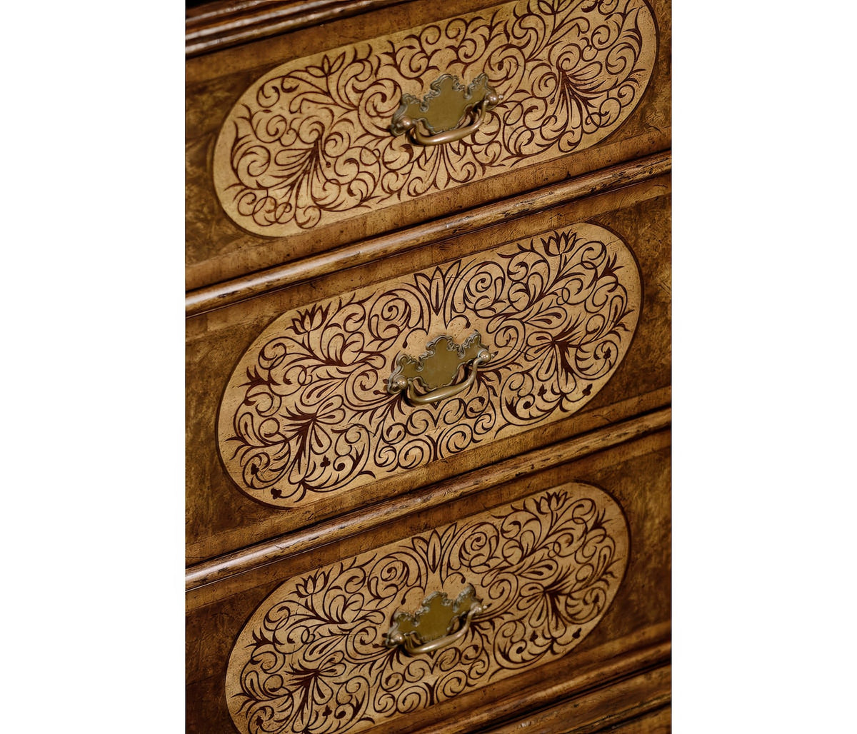 William &amp; Mary Marquetry Cabinet on Chest - English Georgian America