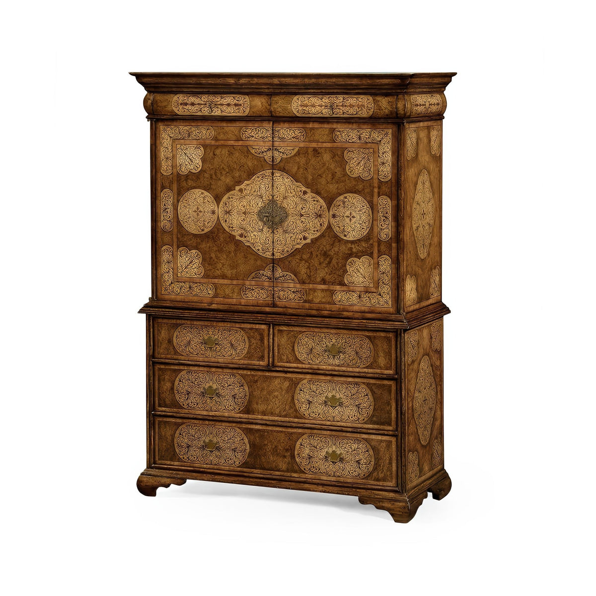 William &amp; Mary Marquetry Cabinet on Chest - English Georgian America