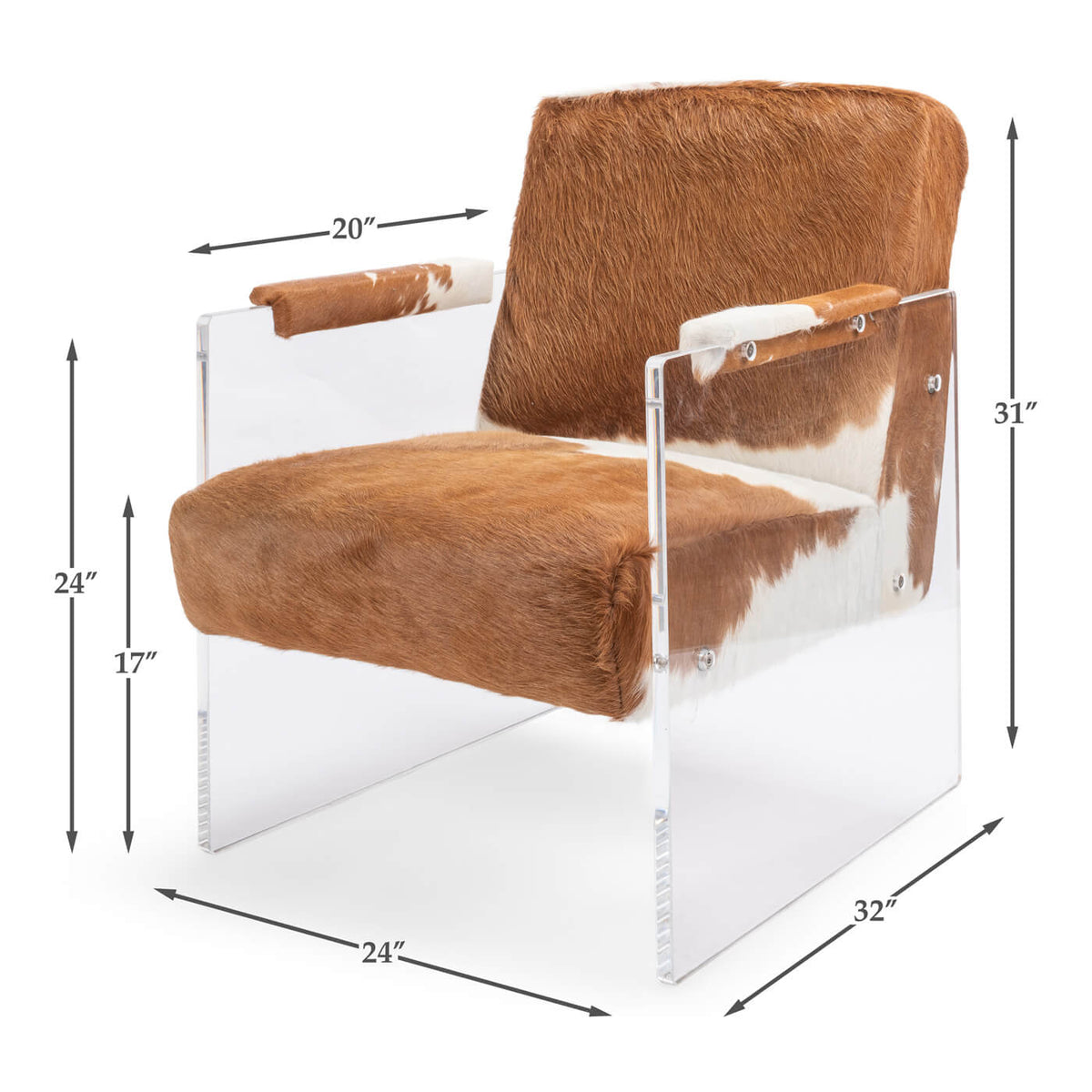 Cowhide and Lucite Armchair
