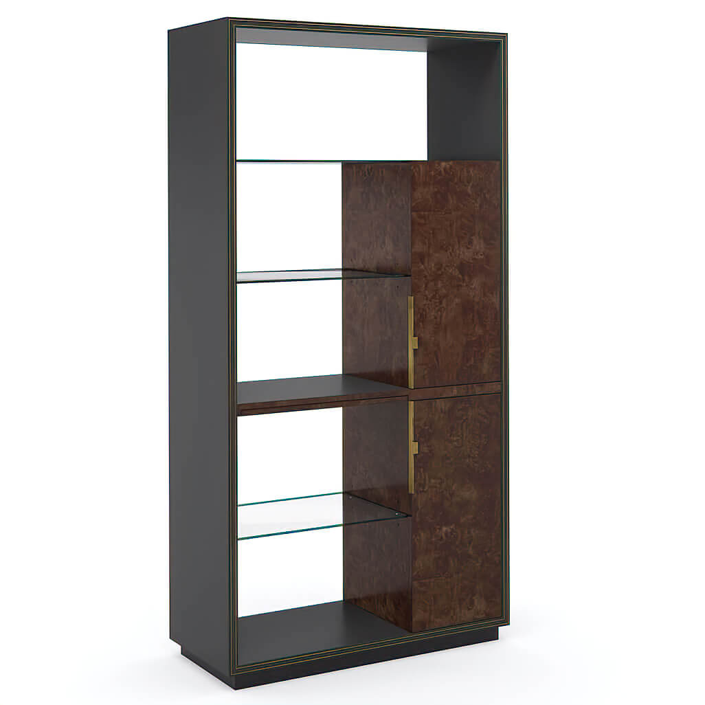 French Art Deco Styler Open Shelf Bar Cabinet