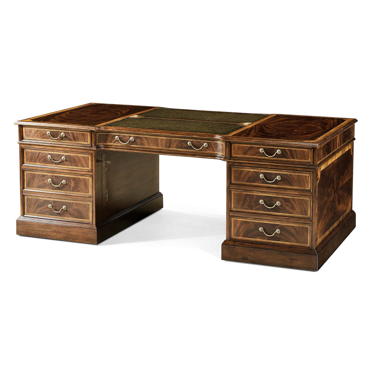 Georgian Style Mahogany Leather Top Partners Desk - English Georgian America