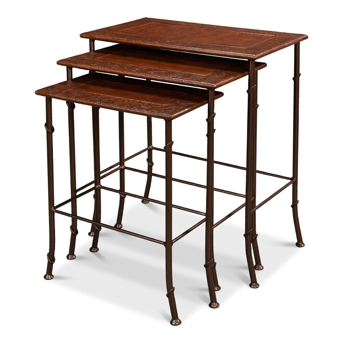 Modern Leather - Top Nesting Tables - English Georgian America