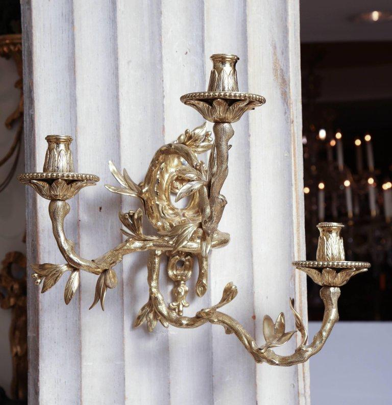 Pair of French Regence Bronze Wall Sconces - English Georgian America