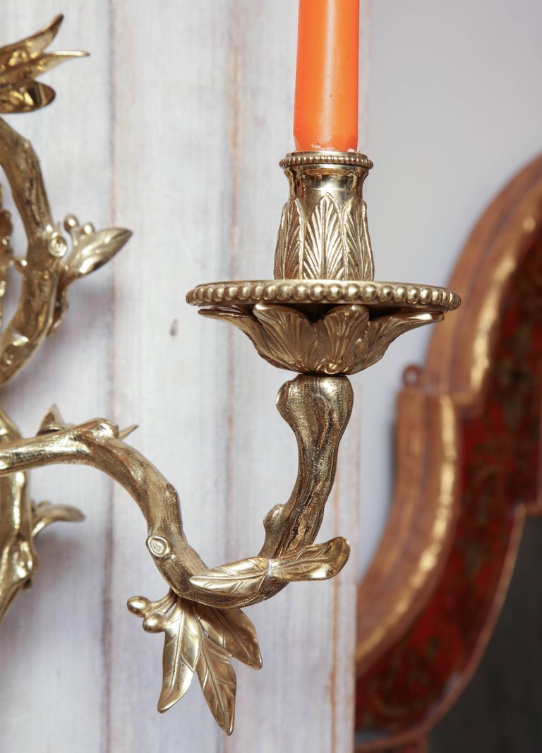 Pair of French Regence Bronze Wall Sconces - English Georgian America