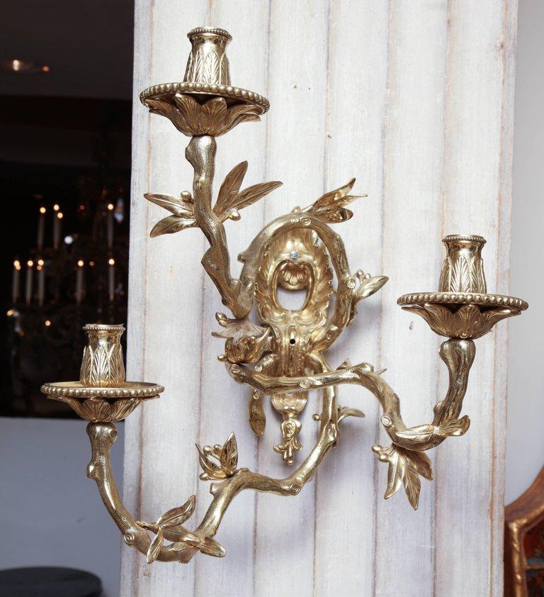 Pair of French Regence Bronze Wall Sconces - English Georgian America