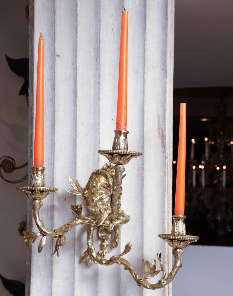 Pair of French Regence Bronze Wall Sconces - English Georgian America