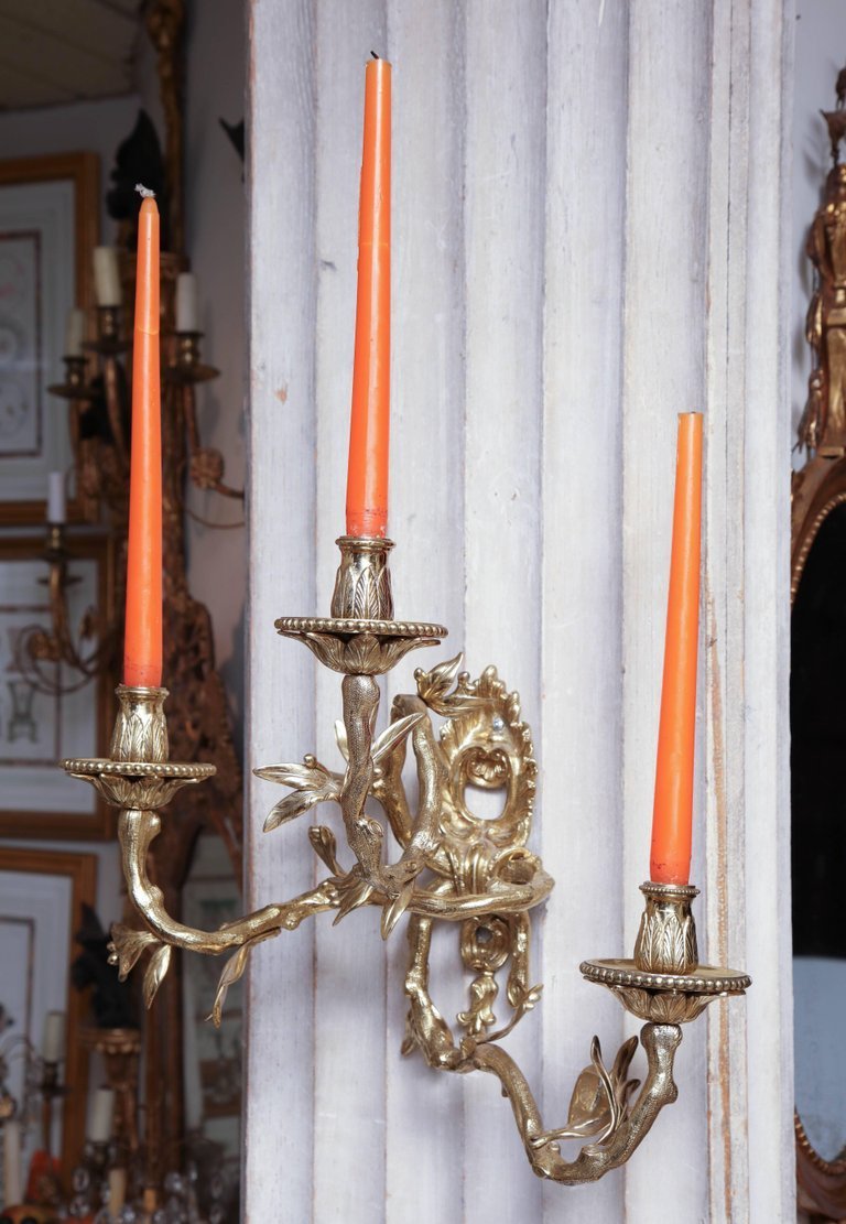 Pair of French Regence Bronze Wall Sconces - English Georgian America