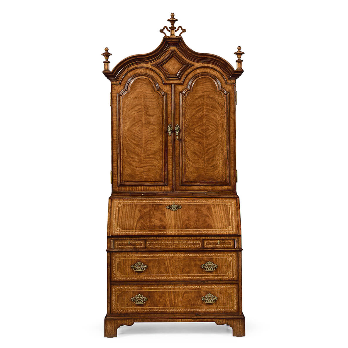 Queen Anne Walnut Secretary with Chinoiserie Decorated Interior - English Georgian America
